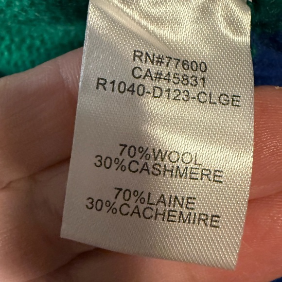 NEW Sandrine Rose Cashmere Sweater - Green and Blue Stripe Sz L - Picture 9 of 10